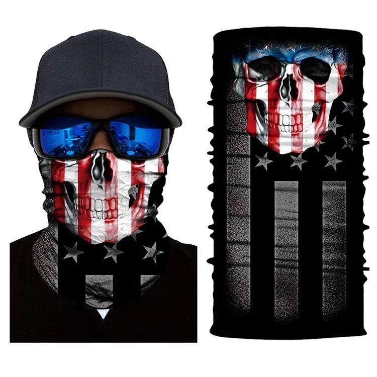 TrendsyShop MURICA Skeleton Red White Blue Face Bandana Magic Scarf Headwrap Balaclava (Skeleton)